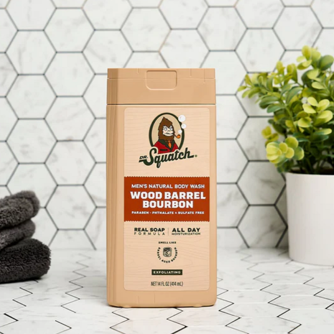 Dr. Squatch Wood Bourbon Barrel Men's Natural Body Wash