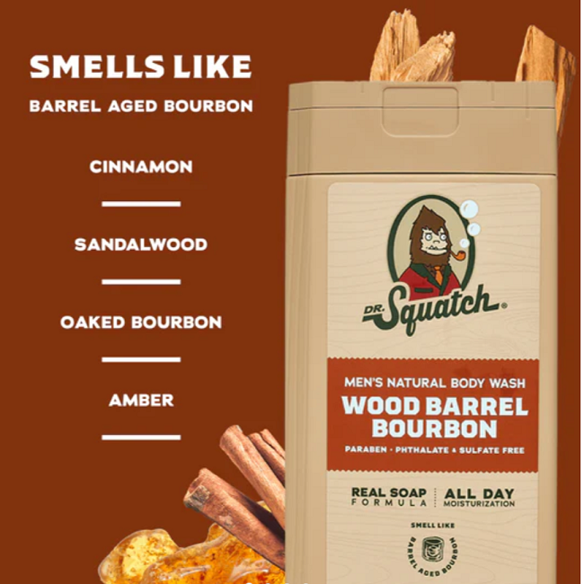 Dr. Squatch Wood Bourbon Barrel Men's Natural Body Wash