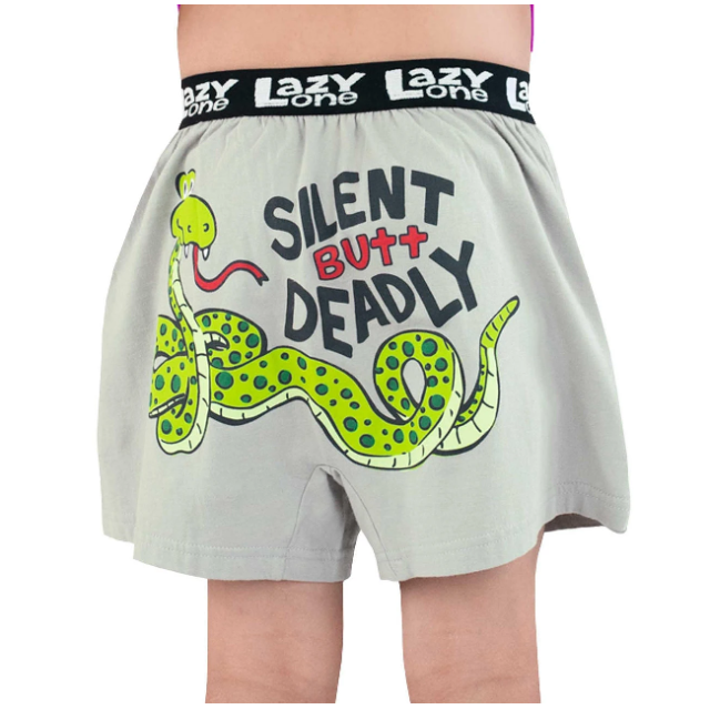 LazyOne Silent Butt Deadly Snake Grey Kid Boxer