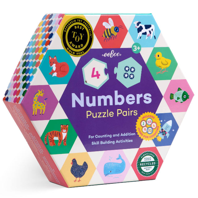 eeBoo Numbers Hexagon Puzzle Pairs