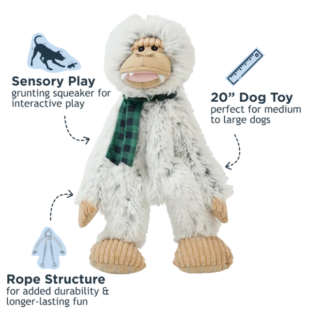 Tall Tails Yeti with Scarf Rope Body Dog Toy