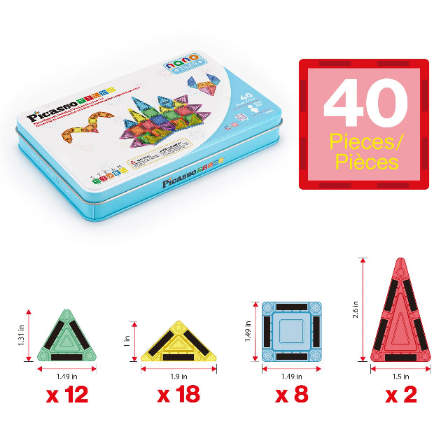 40pc Nano Magnetic Building Tiles Construction Travel Set