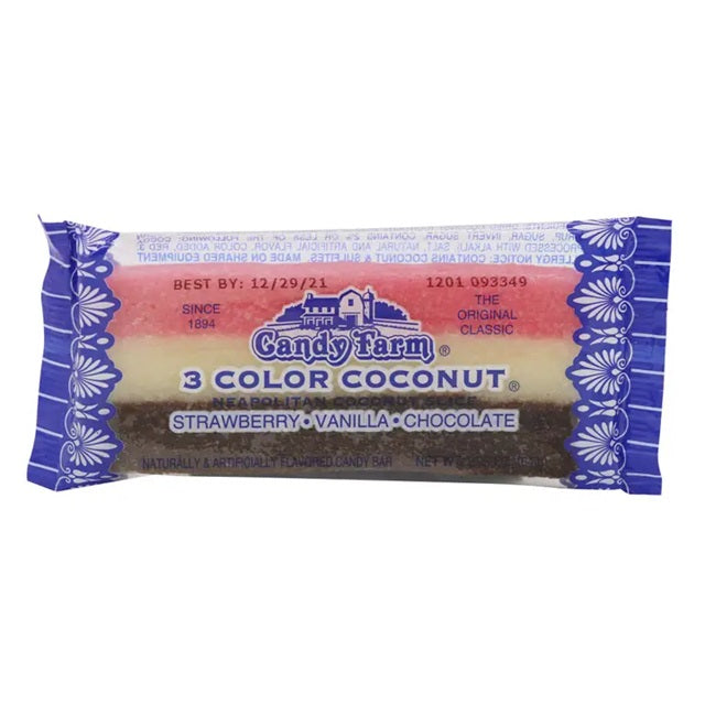 Candy Farm Neapolitan Coconut Slice 1.65 oz Bar