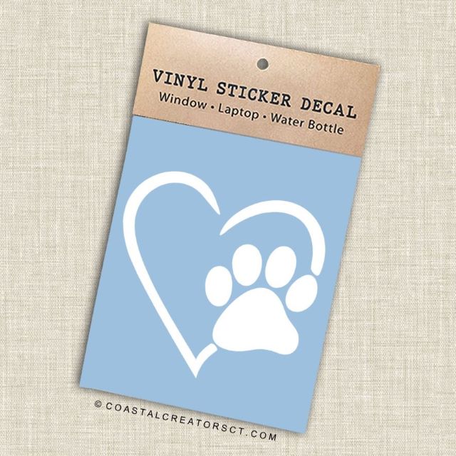 Car Window Decal, Heart with Paw Print