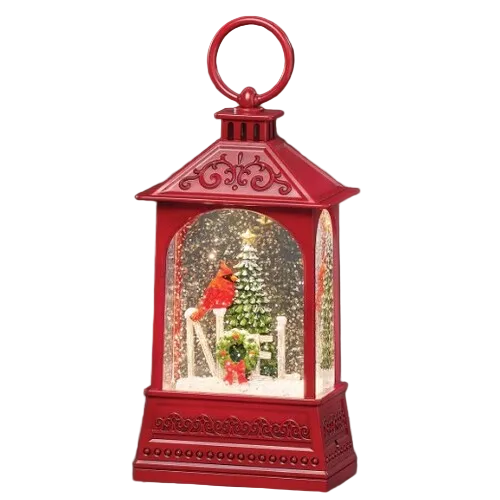 Confetti Lites Cardinal Lantern 8-Inch Light-Up Tabletop Snow Globe 138242