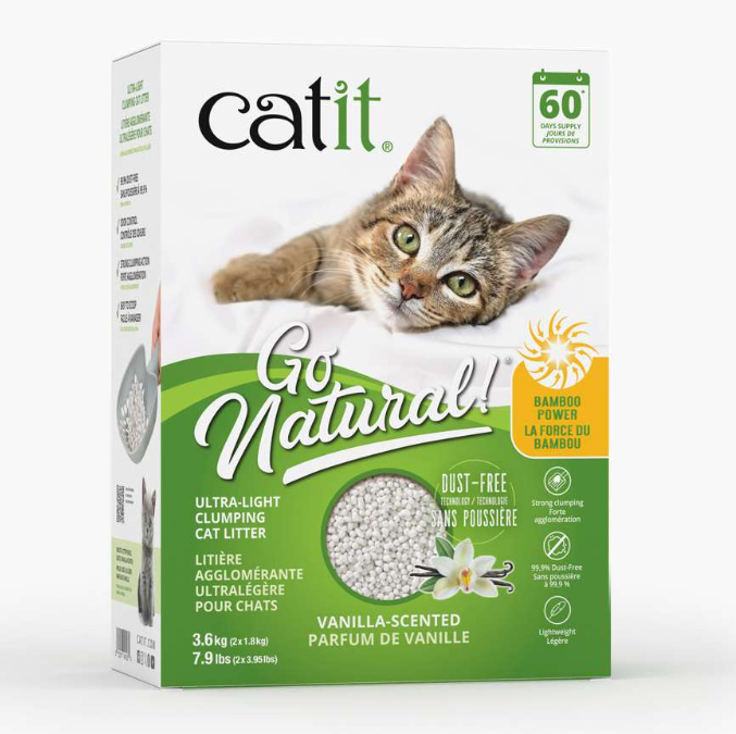 Catit Go Natural! Bamboo Power Ultra-Light Clumping Cat Litter Vanilla 3.15lb