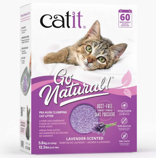 Catit GoNatural Pea Husk Clumping Cat Litter Lavender Scented 12.3lb