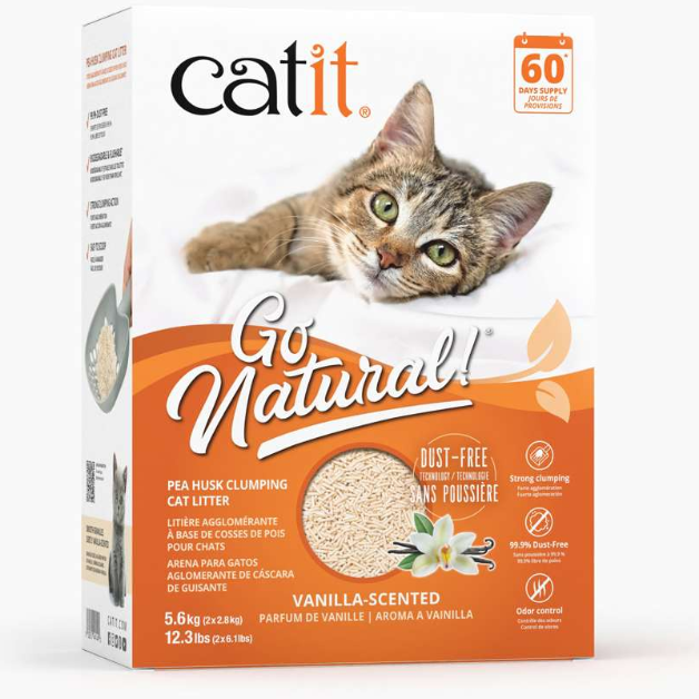 Catit GoNatural Pea Husk Clumping Cat Litter Vanilla Scented 12.3lb