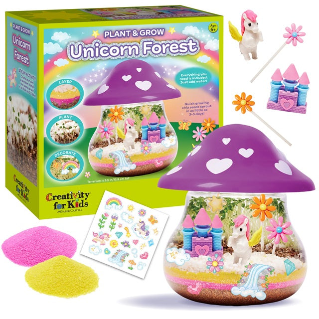 Creativity For Kids Unicorn Forest Terrarium Kit - STEM Gardening Craft For Girls Ages 6-8