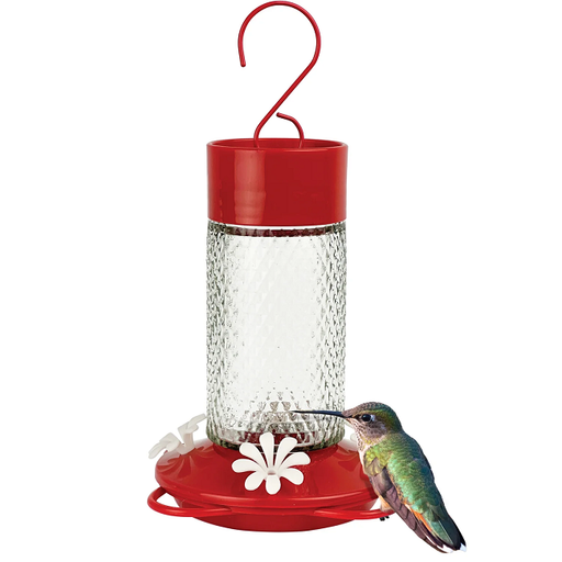 Nature's Way Charming Cherry Glass Gravity Hummingbird Feeder
