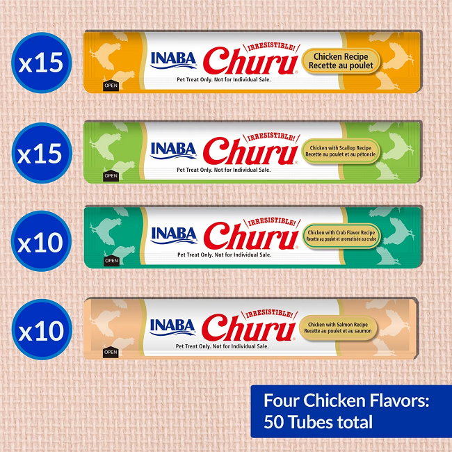 Churu Puree Chicken & Seafood 50-Count Variety Pack
