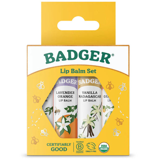 Badger Classic Lip Balm 4-Pack (Gold Box)