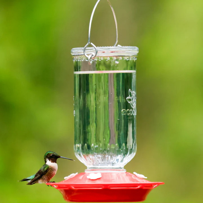 EcoCycle™ Ruby Roost Recycled Glass Hummingbird Feeder