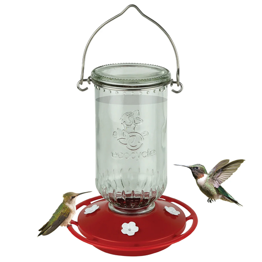 EcoCycle™ Ruby Roost Recycled Glass Hummingbird Feeder
