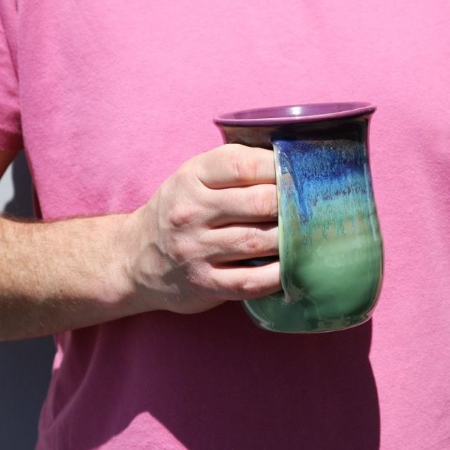 Handmade Ceramic Handwarmer Mug, Mountain Meadow