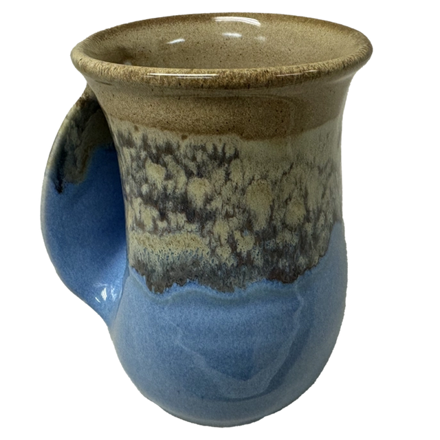 Handmade Ceramic Handwarmer Mug, Sandy Beach