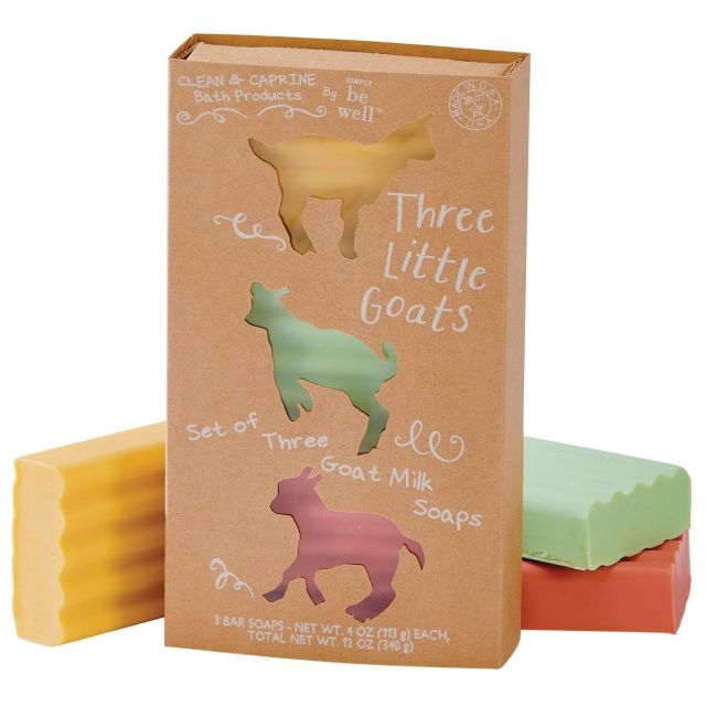 Clean & Caprine Three Little Goats 3 Piece Goat Milk Soap Gift Set: Mango, Jabara Fruit, & Papaya