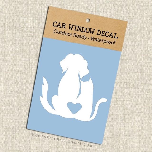 Car Window Decal, Dog & Cat Heart