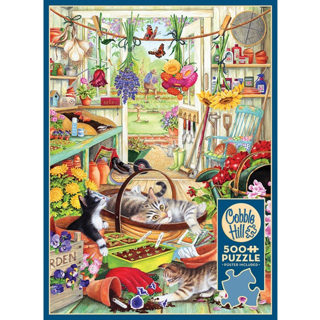 Cobble Hill 500 Piece Jigsaw Puzzle, Potting Shed Cats
