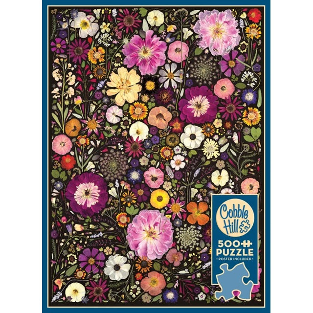 Cobble Hill 500 Piece Jigsaw Puzzle, Flower Press: Little Hollow & Red Daisy
