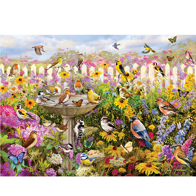 Cobble Hill 1000 Piece Jigsaw Puzzle, Backyard Bird Bath