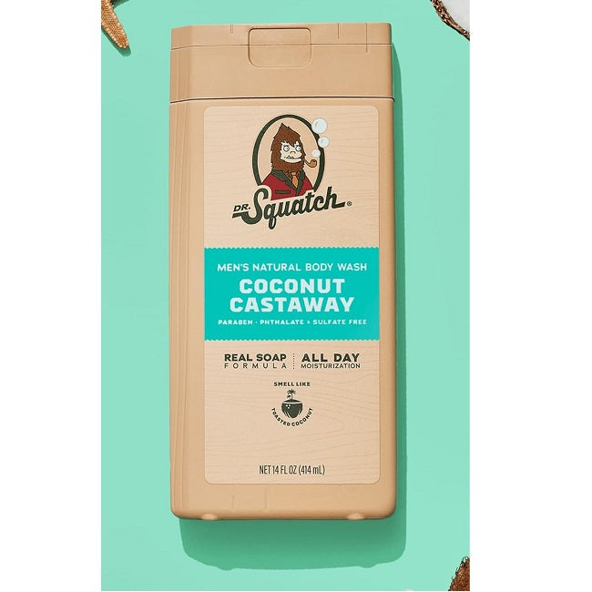 Dr. Squatch Coconut Castaway Men's Natural Body Wash 14 oz.