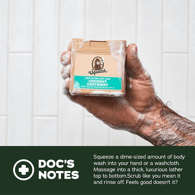 Dr. Squatch Coconut Castaway Men's Natural Body Wash 14 oz.