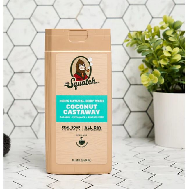 Dr. Squatch Coconut Castaway Men's Natural Body Wash 14 oz.