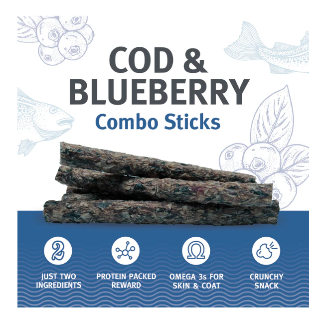 Icelandic+ Cod & Blueberry Combo Sticks Dog Treats 5 oz
