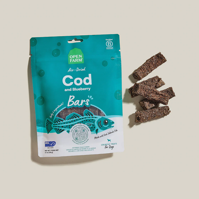 Open Farm Icelandic Air-Dried Cod & Blueberry Dog Treat Bars 4.1oz