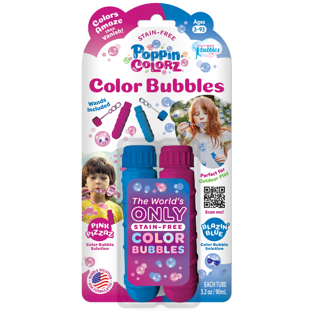 WOWmazing PoppinColorz™ Stain-Free Color Bubble Tube 2-Pack, Pink & Blue