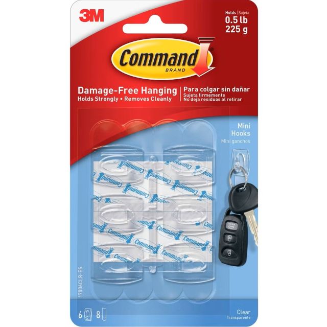 Command™ Clear Mini Hook 6 Pack