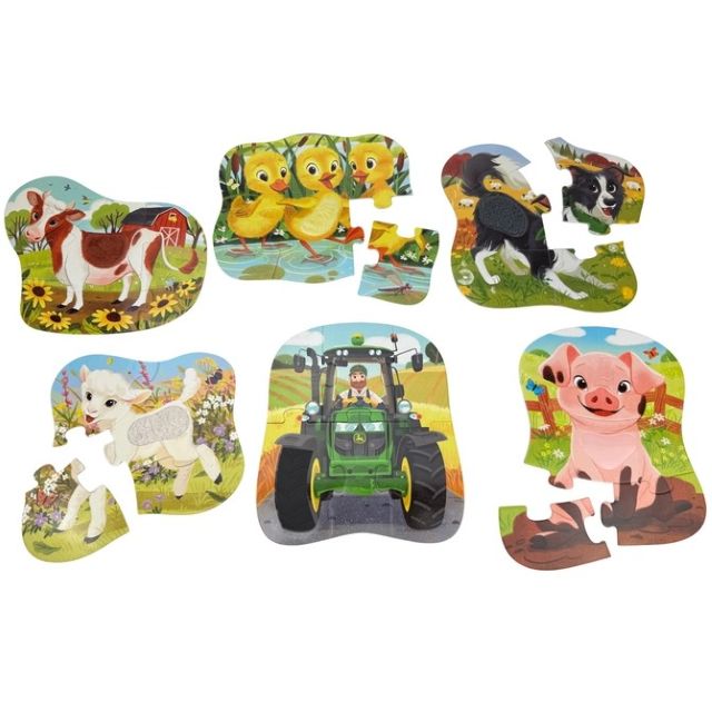 John Deere Kids Touch & Feel Farm Friends 6 Shaped Puzzles