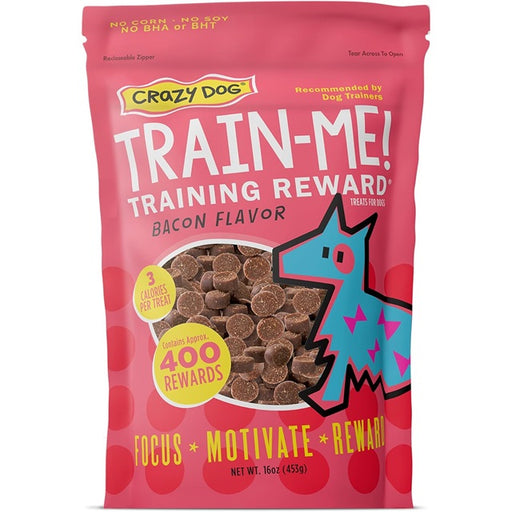 Crazy Dog Train-Me! Training Reward Bacon Flavor Dog Treats 16 Oz.