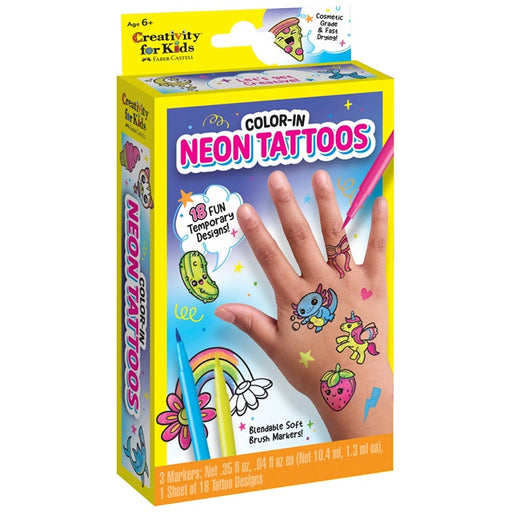 Creativity for Kids Color In Neon Temporary Tattoos Mini Craft Kit
