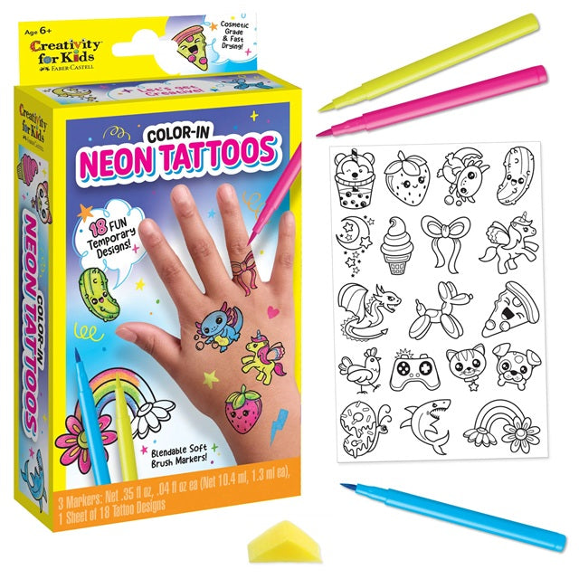 Creativity for Kids Color In Neon Temporary Tattoos Mini Craft Kit