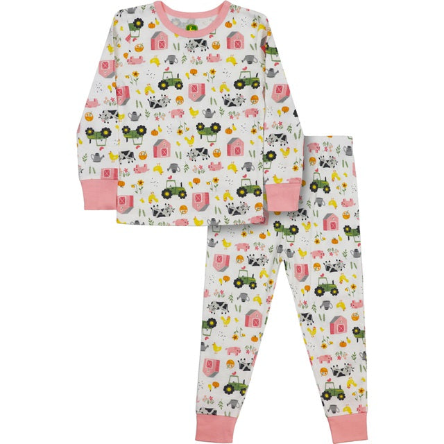 John Deere Toddler Girl Farm Elements Long Sleeve Pajama Set