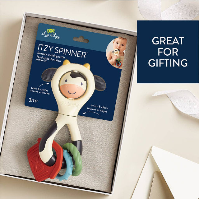 Itzy Spinner Cow Sensory Teething Rattle