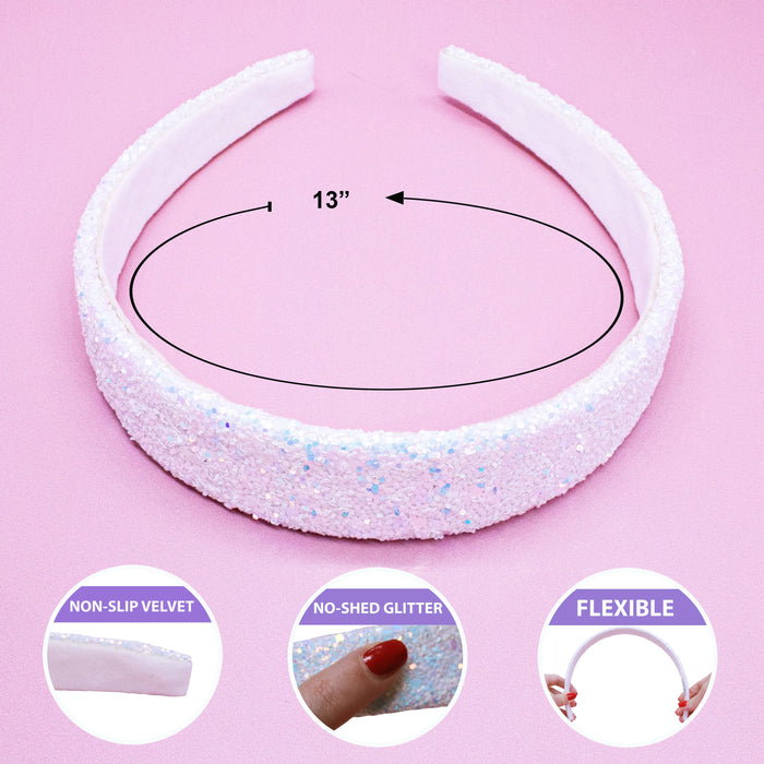 Tapered Chunky Glitter Headband, Assorted Colors