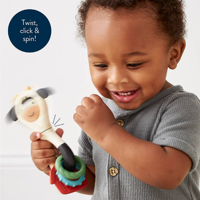 Itzy Spinner Cow Sensory Teething Rattle