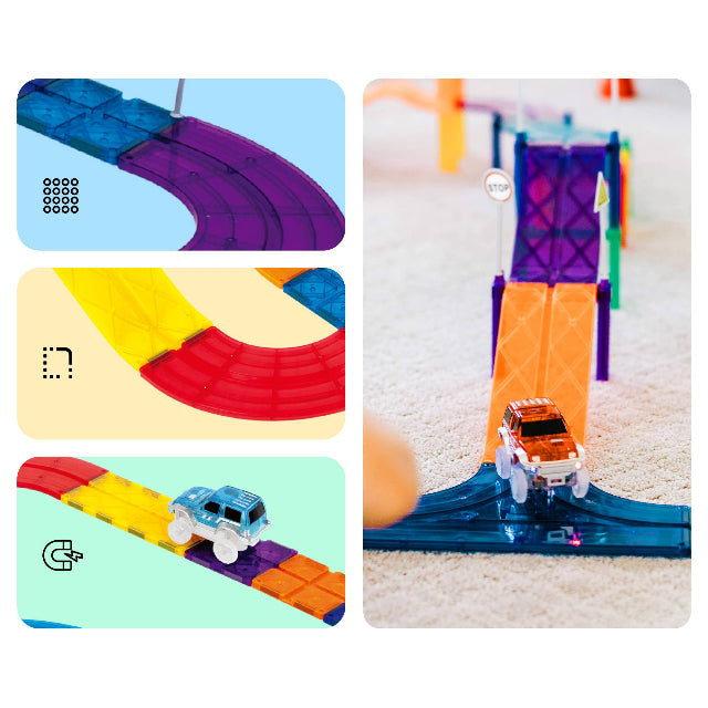 PicassoTiles 30pc Magnetic Race Track Building Set