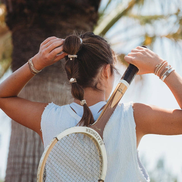 K'lani "Rise" Cream and Tan With Gold & Sun Accents Hair Tie Bracelets