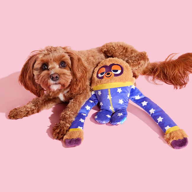 Bark Slow Jams Dan Pajama Party Sloth Plush Dog Toy
