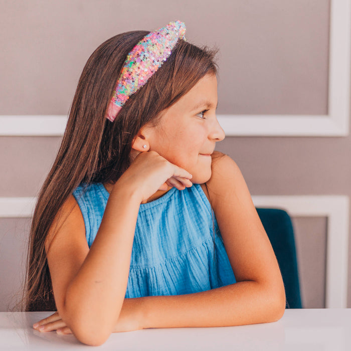 Rainbow Sparkly Sequin Knot Headband