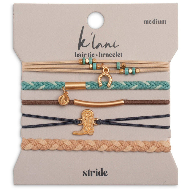 K'lani "Stride" Turquoise with Gold Cowboy Boot Hair Tie Bracelets