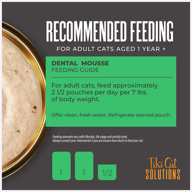 Tiki Cat Solutions Mousse Dental Chicken in Broth Wet Cat Food 2.4oz Pouch