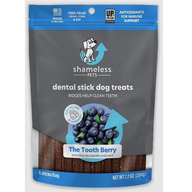 Shameless Pets Dental Sticks - The Tooth Berry - 8 sticks, 7.2 oz. Bag