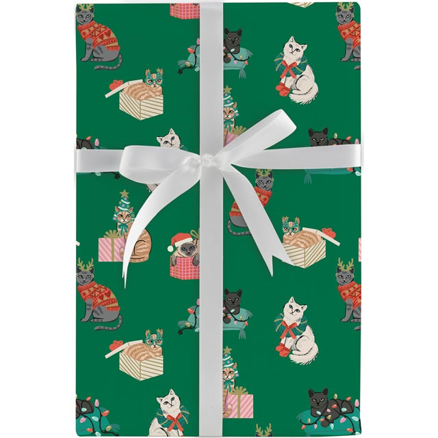 Cozy Catmas Jumbo Gift Wrap Roll 10' x 30"