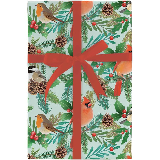 Snow Day Birds Jumbo Gift Wrap Roll 10' x 30"