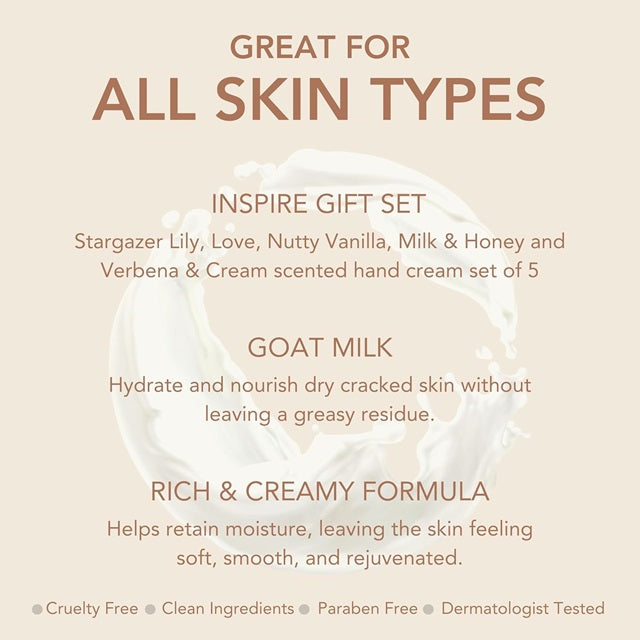 Dionis Inspire Goat Milk Hand Cream 5-Piece Gift Set